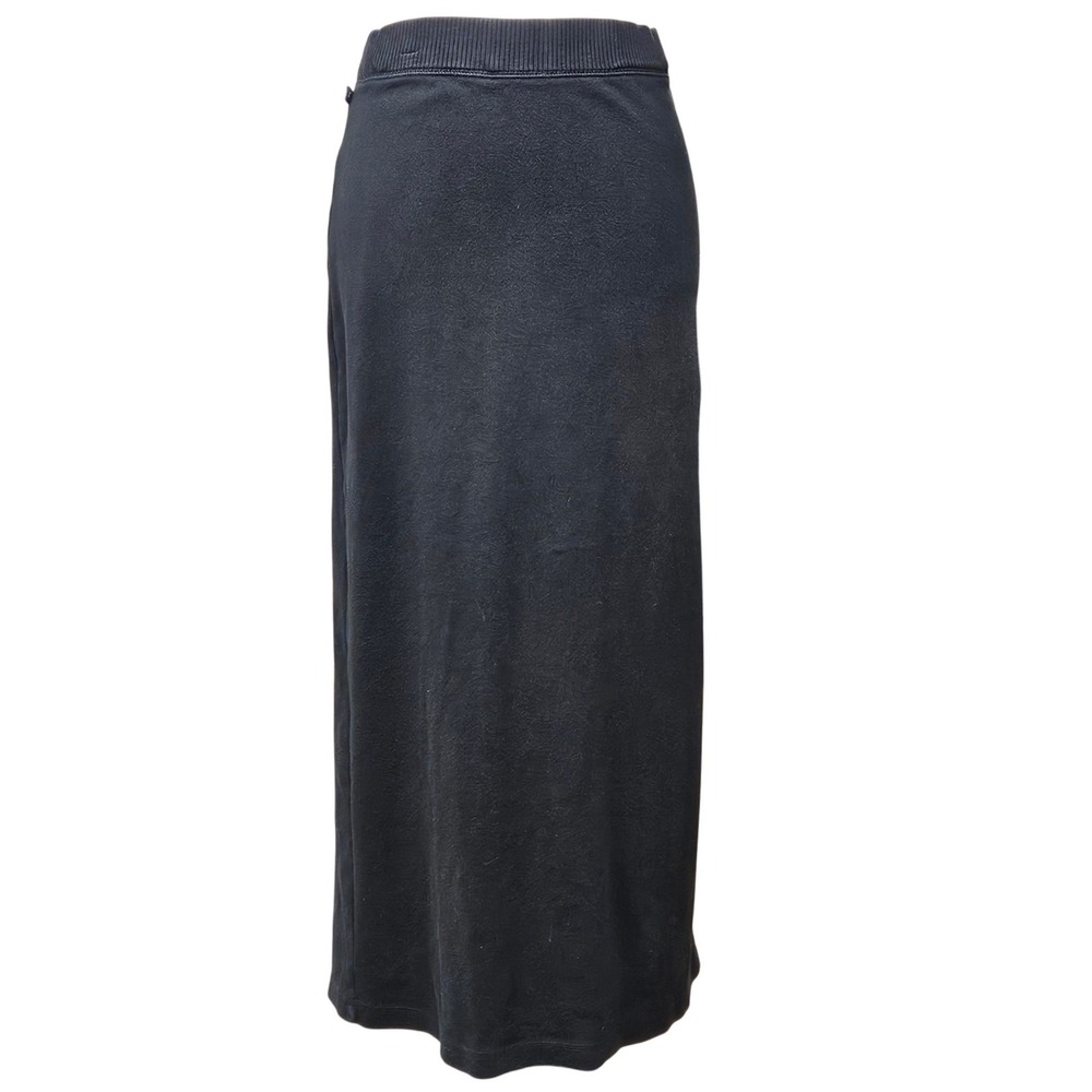 Ralph Lauren Black 100% Cotton Knit Maxi Skirt Pull On Ribbed Waist Womens M VTG